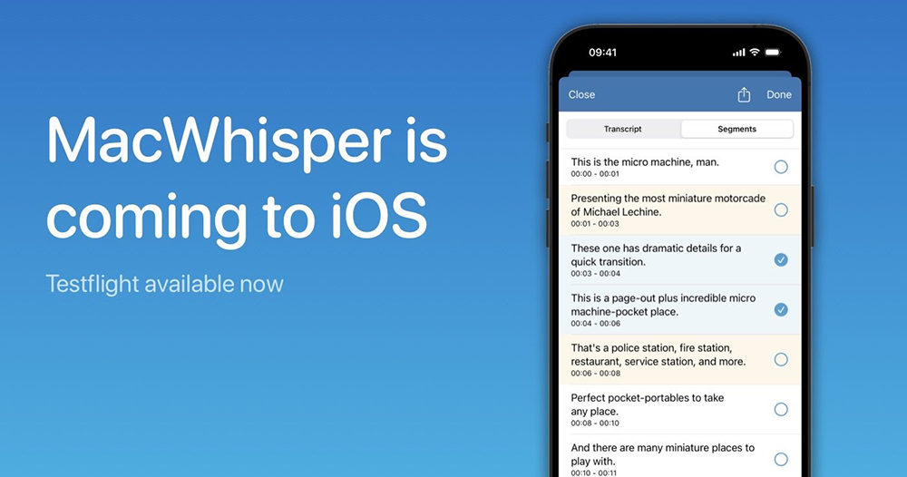 AI 轉錄工具 MacWhisper 登陸 iOS 測試版動手玩，一樣可以載入本地語言模型！ - 電腦王阿達