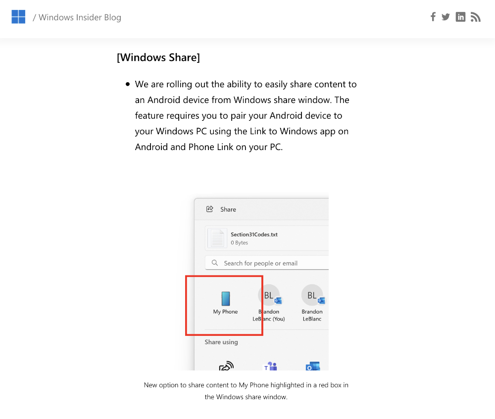 超直覺！Windows 原生分享介面將支援 Phone Link Android 傳檔功能 - 電腦王阿達