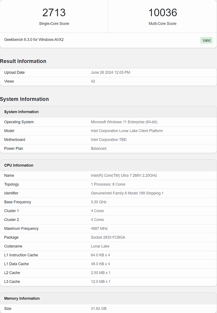 Intel 下一代 Lunar Lake 處理器完整型號列表現身，Ultra 7 268V 的 Geekbench 跑分成績也來了 - 電腦王阿達