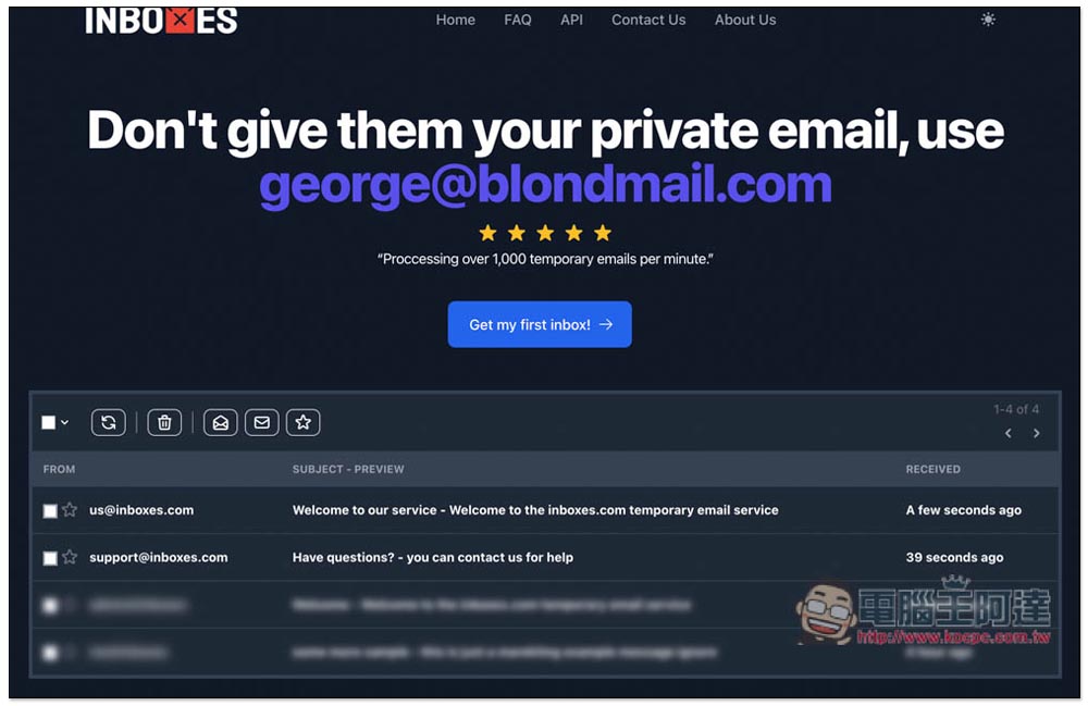 Inboxes 免費臨時電子信箱服務，提供超過 15 個網域選項，且可一次建立多個 - 電腦王阿達