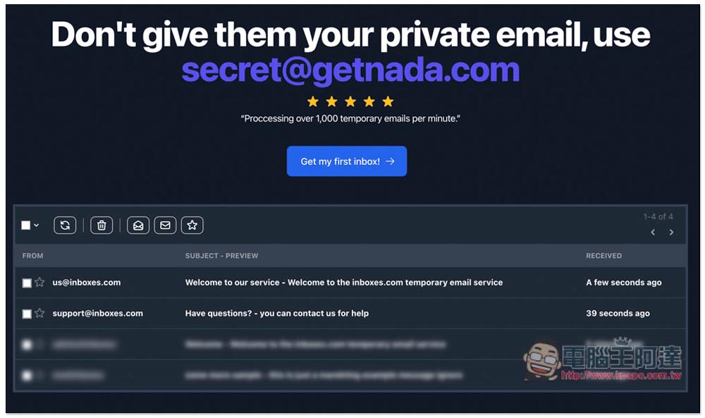 Inboxes 免費臨時電子信箱服務，提供超過 15 個網域選項，且可一次建立多個 - 電腦王阿達