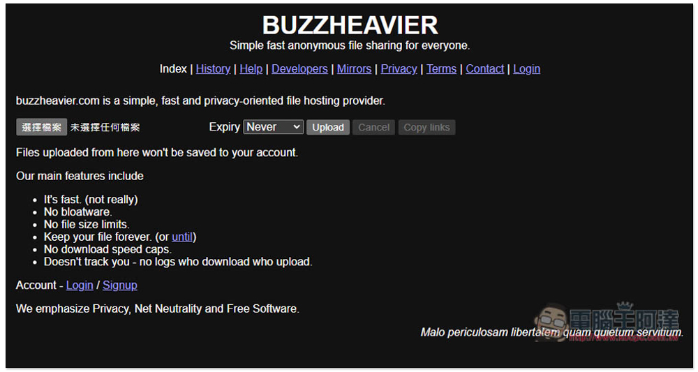 BUZZHEAVIER 標榜高速、無容量限制、永久保存、匿名的免費檔案分享服務 - 電腦王阿達