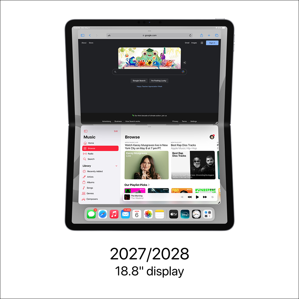 Apple 摺疊螢幕 iPad / MacBook 將搭載 18.8 吋螢幕，但延後至 2027 年或更晚推出，技術挑戰成主要原因 - 電腦王阿達