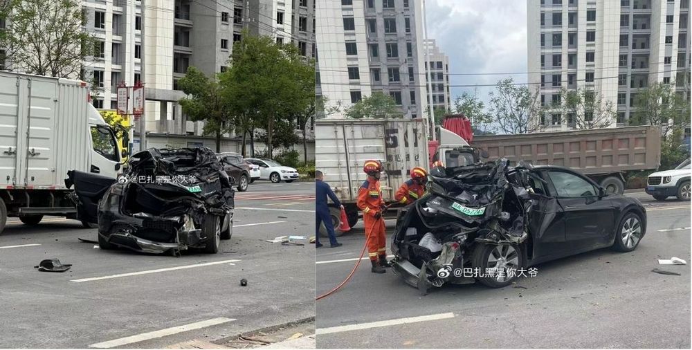 特斯拉 Model Y 再證安全性能：大貨車猛烈衝擊下，車內四人均幸免於難 - 電腦王阿達