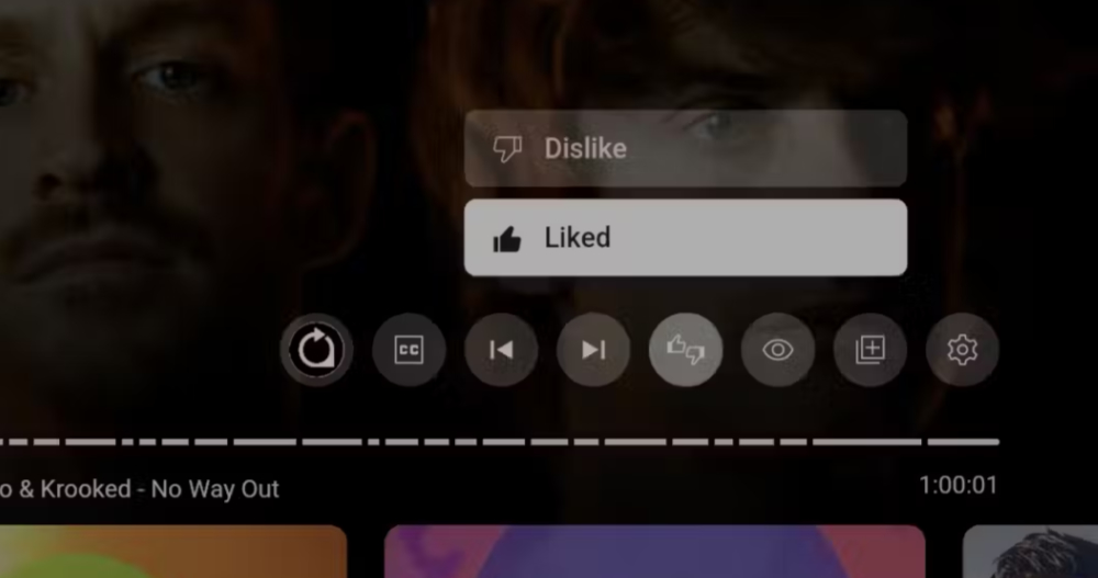 Google TV 版 YouTube 新介面把按讚搞複雜了