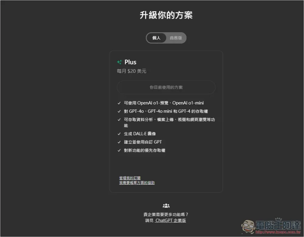 傳 ChatGPT Plus 訂閱費用將調漲，幾年後有可能漲一倍 - 電腦王阿達