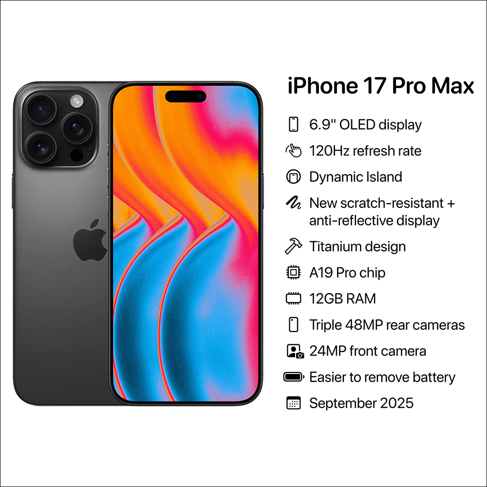 iPhone 17 系列新爆料： 17 Pro Max 動態島縮小、17 Air (17 Slim) 有望取代 Plus 機型 - 電腦王阿達