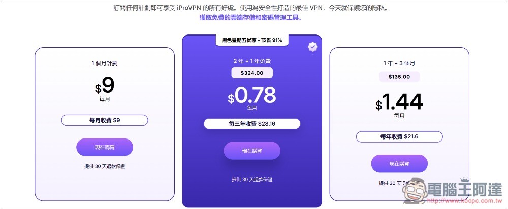 讀者黑五獨家優惠：iProVPN 高達 91% 折扣，每月只需 22 元台幣即可解鎖全球內容，突破地區限制，暢享所有串流平台 - 電腦王阿達