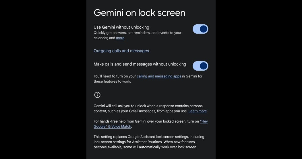 Gemini 支援鎖定螢幕直接打電話與傳訊息