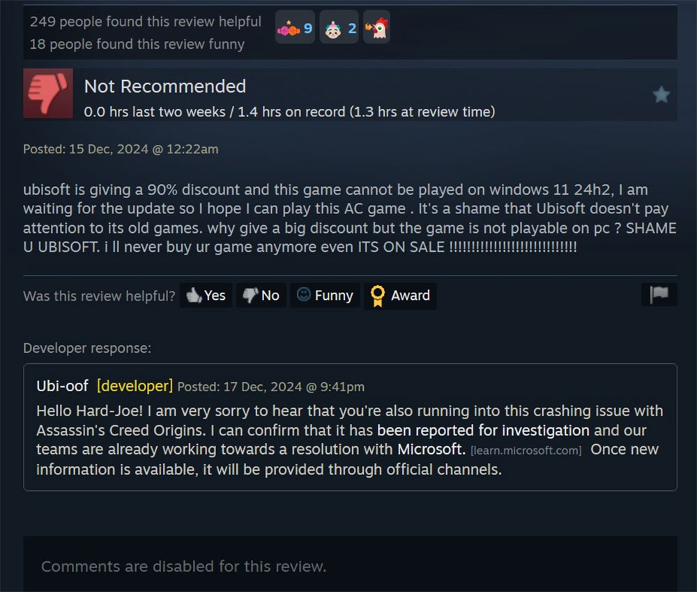 Windows 11 24H2 的問題竟導致 《刺客教條：起源》 Steam 評分下滑 - 電腦王阿達