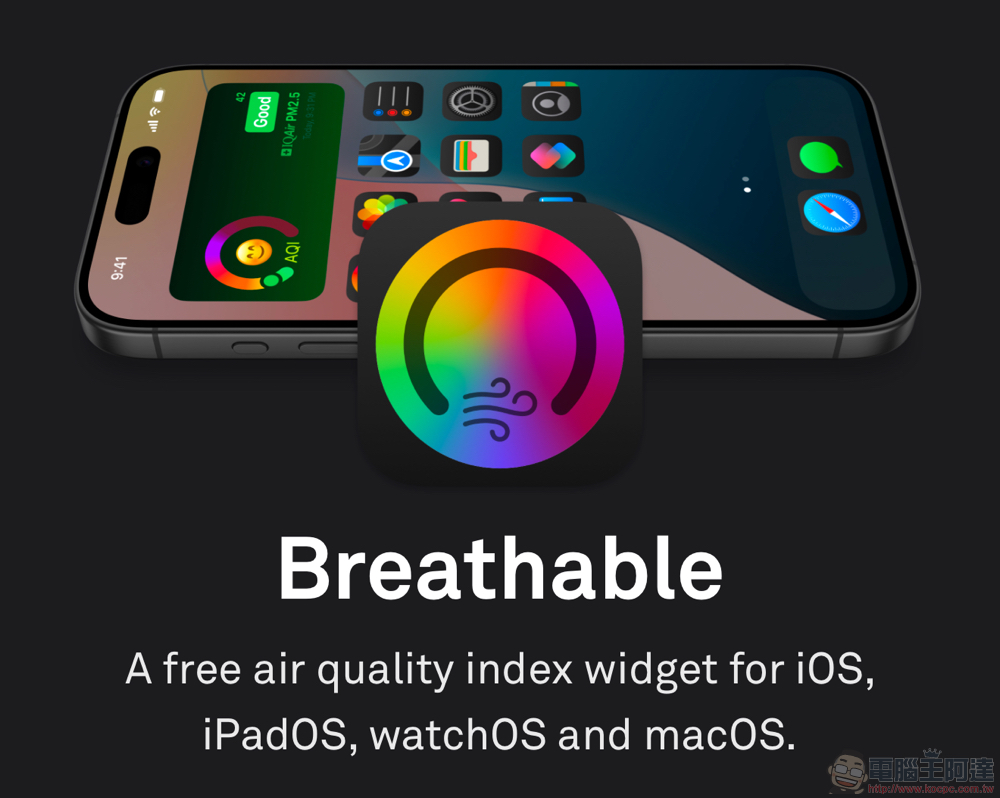 一目瞭然的免費空氣品質 Widget《Breathable》跨越 iOS / macOS / watchOS 都通用喔！（使用心得教學） - 電腦王阿達