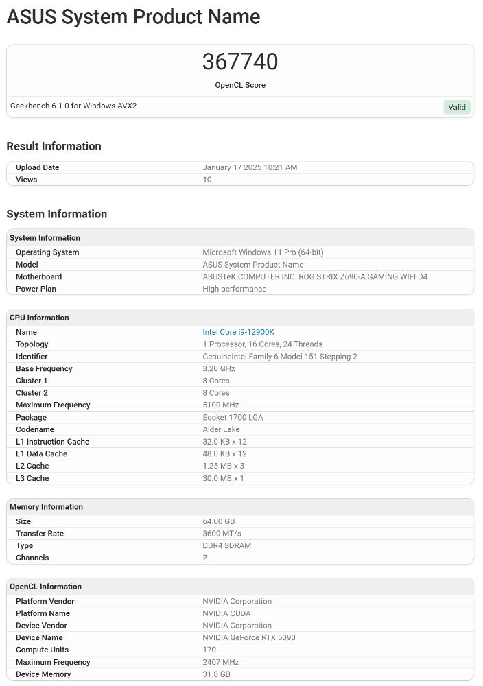 中國搶先分享實測 RTX 5090D 的硬體改進沒有很大，RTX 5090 跑分也現身 Geekbench - 電腦王阿達