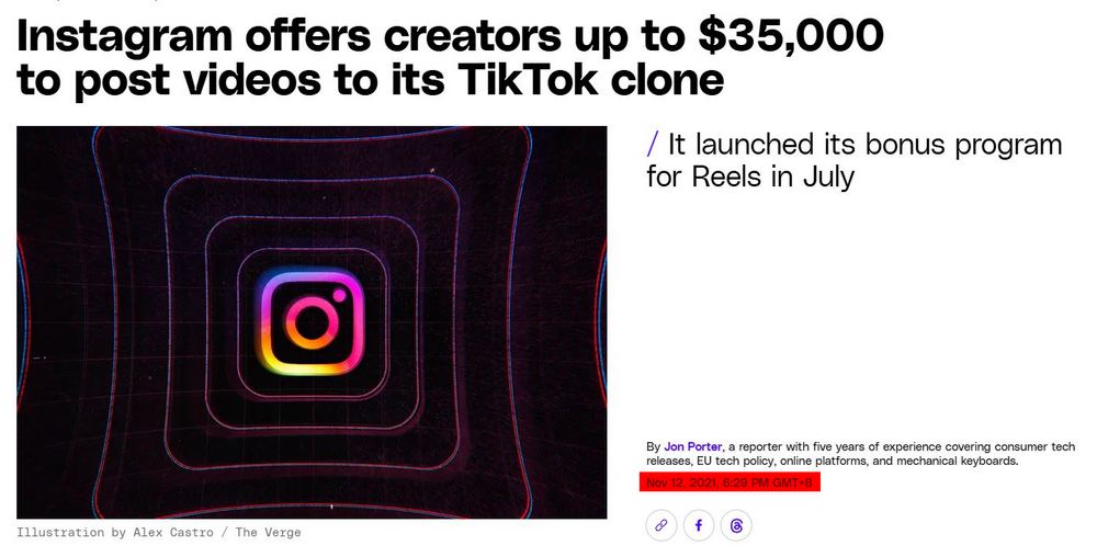 Instagram大動作在 TikTok 下架期間使用高額現金獎勵搶創作者 - 電腦王阿達