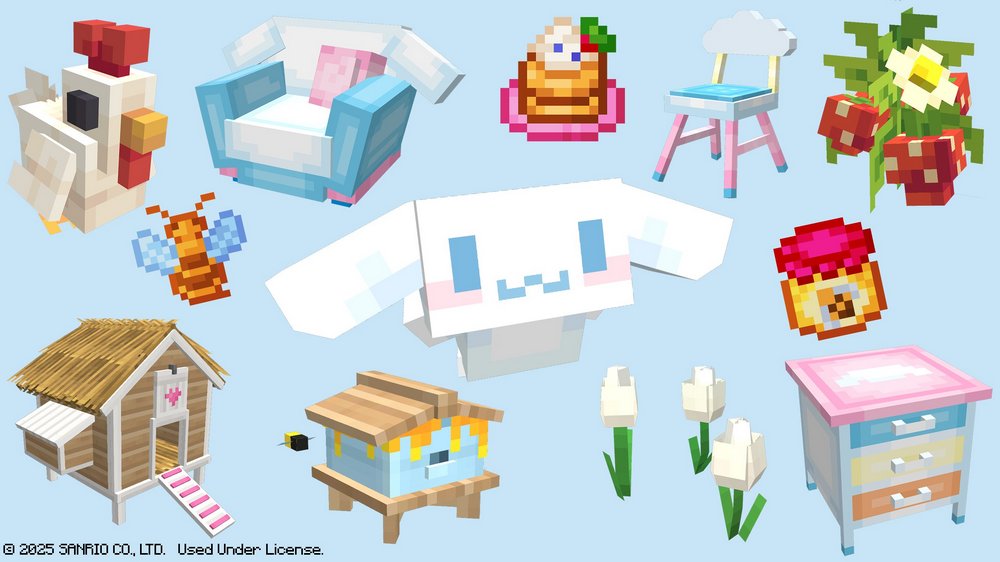 Minecraft 與三麗鷗合作推出全新 DLC「Hello Kitty and Friends」，讓你與 Hello Kitty、酷洛米、美樂蒂、帕恰狗等角色一起體驗 Minecraft 世界 - 電腦王阿達