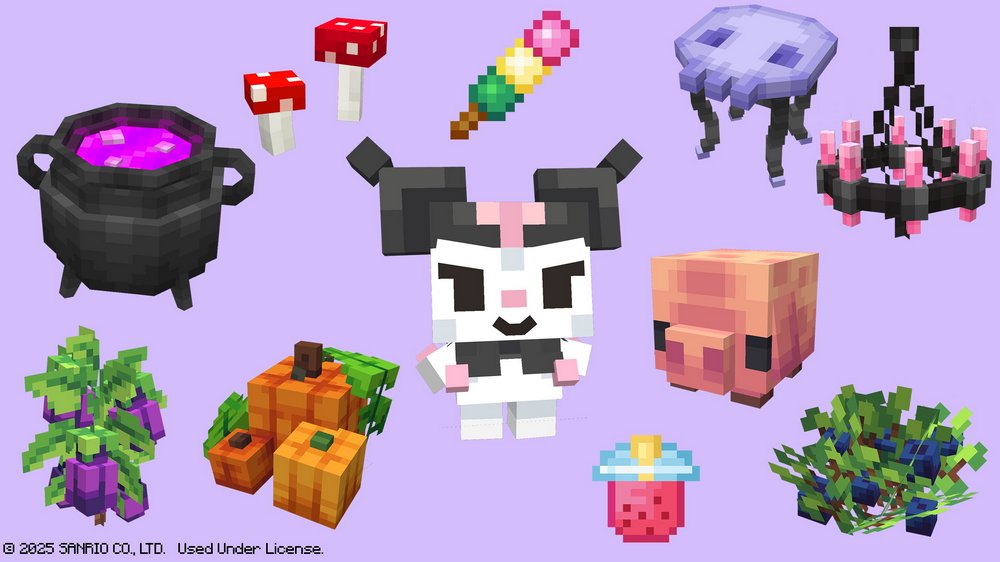 Minecraft 與三麗鷗合作推出全新 DLC「Hello Kitty and Friends」，讓你與 Hello Kitty、酷洛米、美樂蒂、帕恰狗等角色一起體驗 Minecraft 世界 - 電腦王阿達