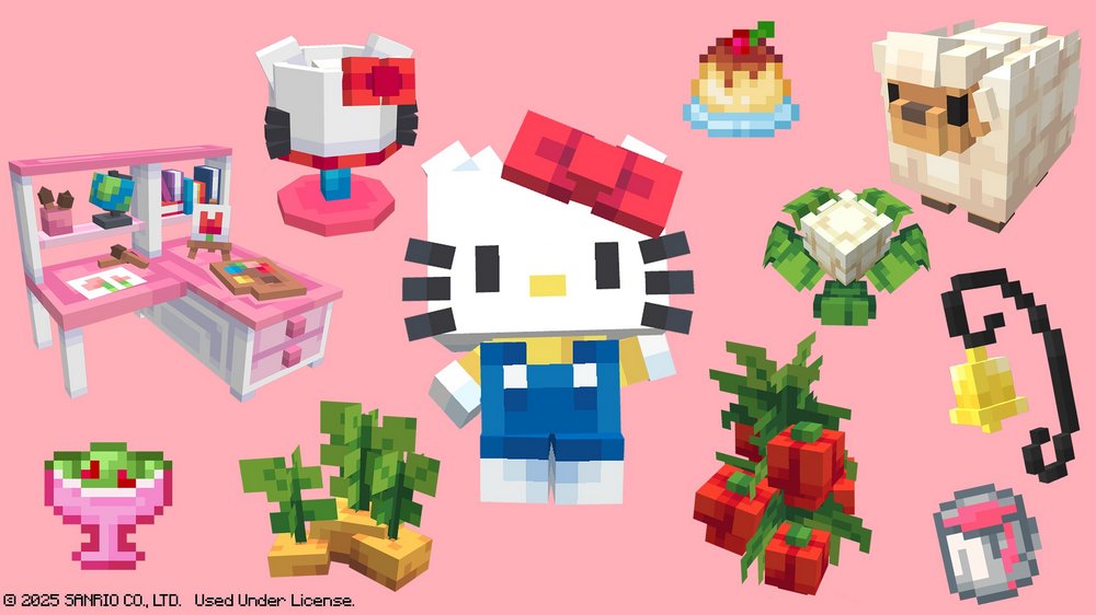 Minecraft 與三麗鷗合作推出全新 DLC「Hello Kitty and Friends」，讓你與 Hello Kitty、酷洛米、美樂蒂、帕恰狗等角色一起體驗 Minecraft 世界 - 電腦王阿達