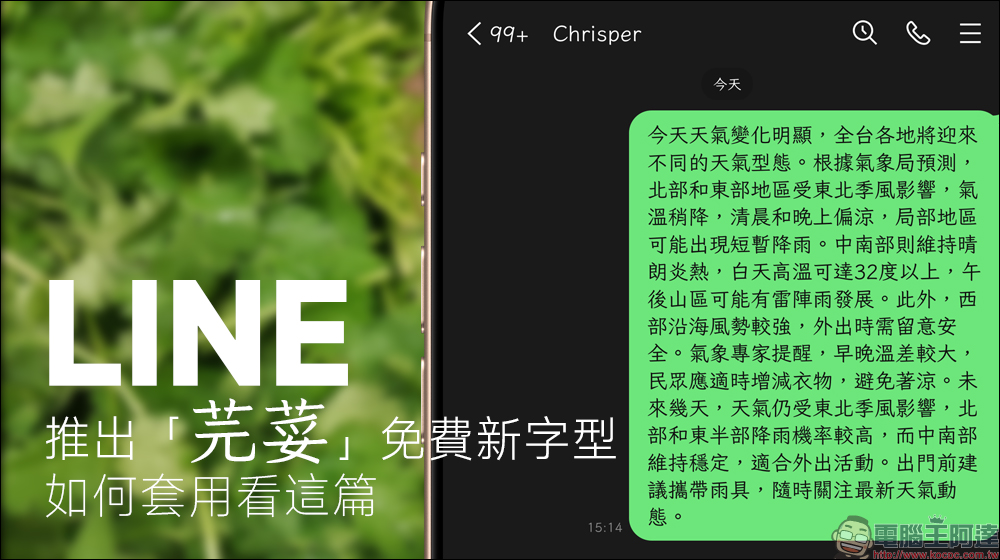 LINE 推出「芫荽」免費字型，如何套用看這篇 - 電腦王阿達