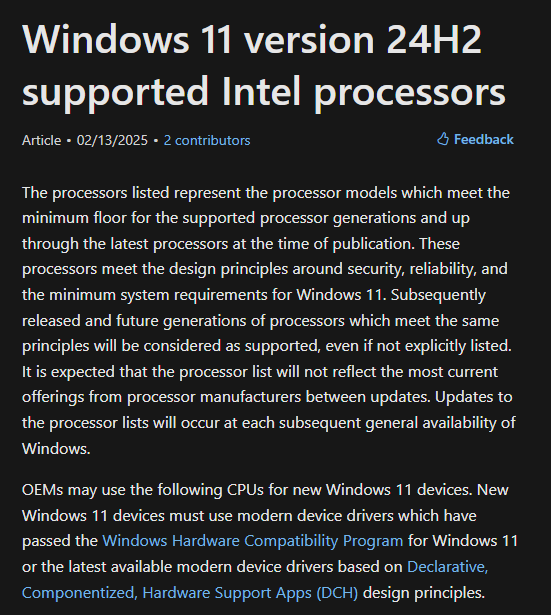 微軟公布 Windows 11 24H2 處理器支援清單，Intel 多代桌機和筆電處理器被刪除 - 電腦王阿達