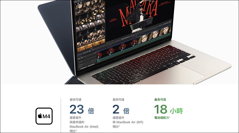 Apple 宣稱 M4 MacBook Air 比 Intel 版本快 23 倍？但測試方法有待討論 - 電腦王阿達